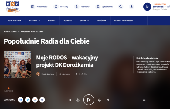 Zrzut ekranu strony Radia dla Ciebie - audycja Moje Rodos - wakacyjny projekt Dorożkarni