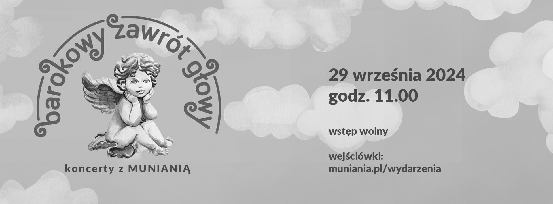 Grafika wydarzenia Barokowy zawrót głowy - informacje o terminie wydarzenia i zapisach, grafika aniołka w stylu barokowym