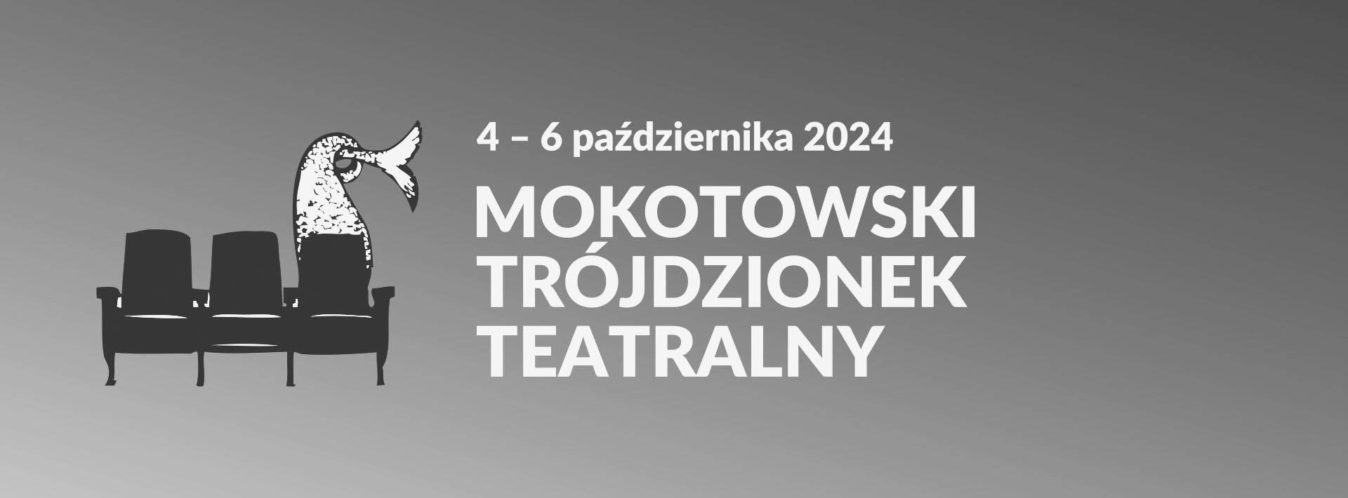 Grafika trzy fotele teatralne, na pierwszym z prawej duży ogon syreny napis Mokotowski Trójdzionek Teatralny 4-6 października